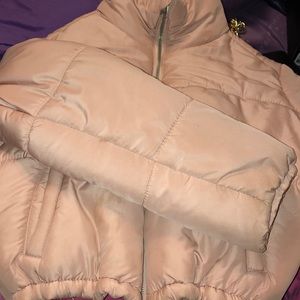 Pink puffer coat